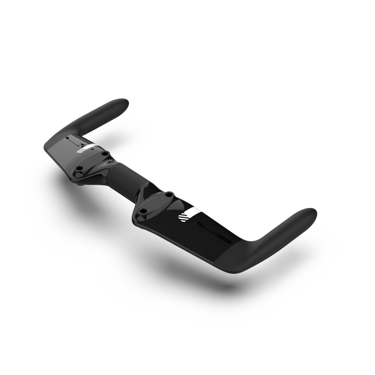 A black bicycle handlebar grip extension or replacement section with mounting hardware, shown on a clean white background with a soft shadow.