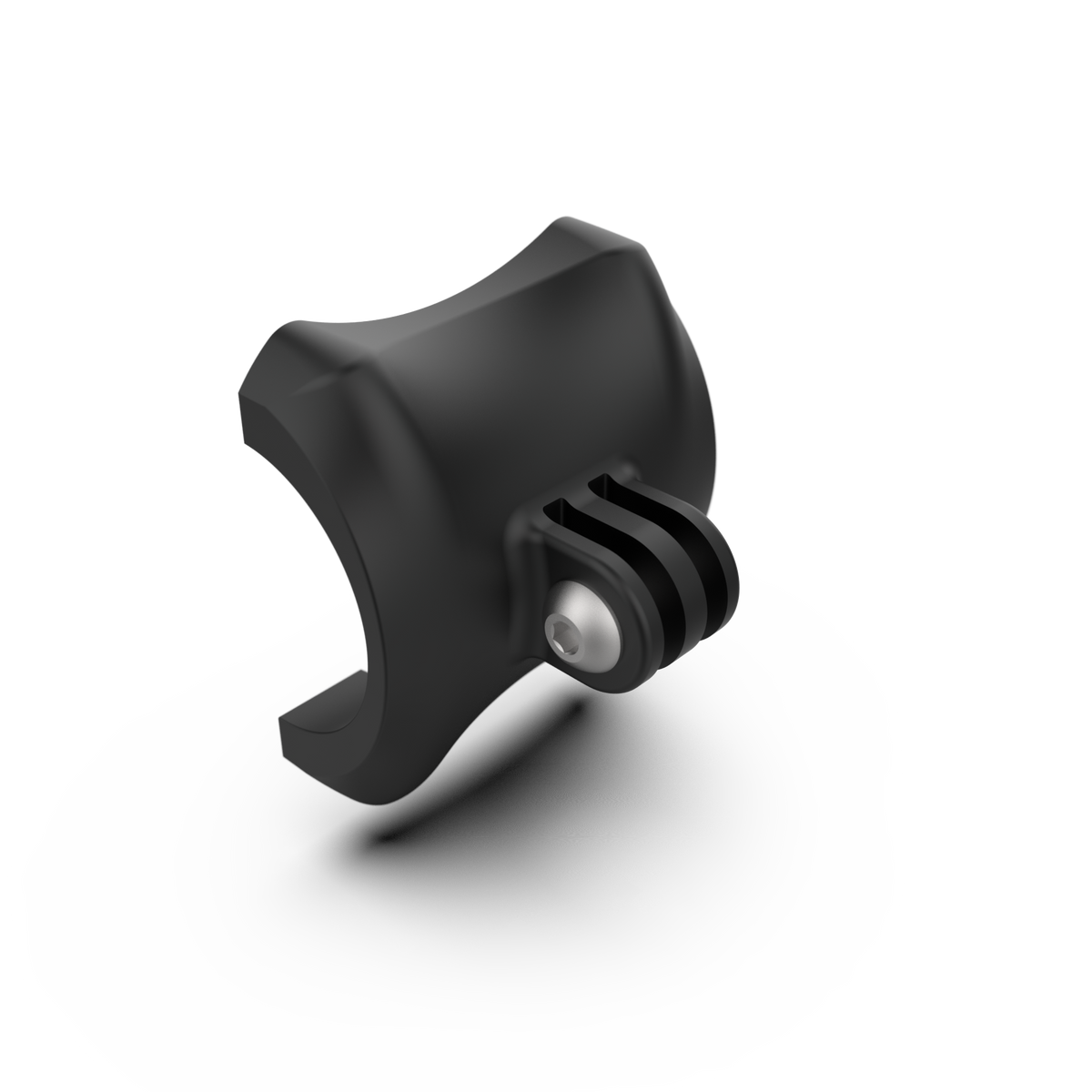 A matte black aluminium stem faceplate with a mounting bracket fixed to the front.