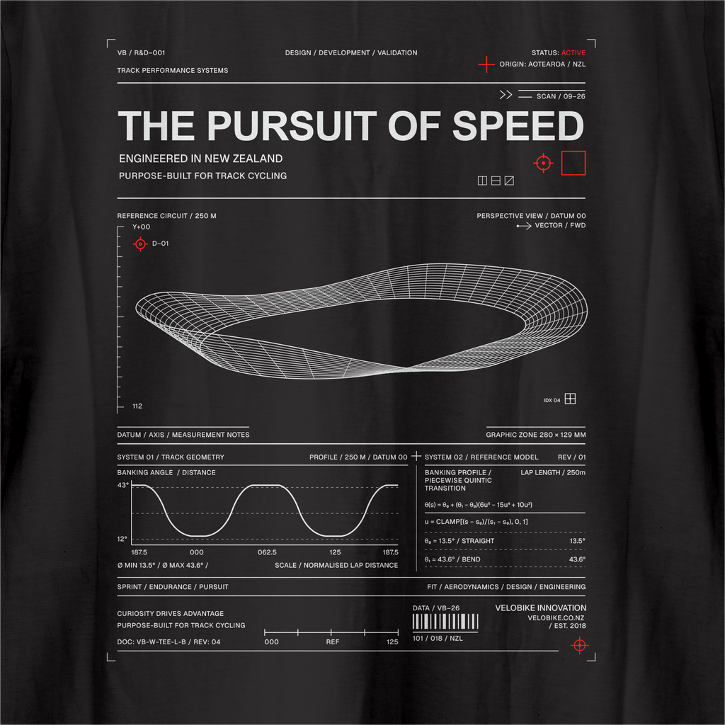 closeup of a black tee shirt, with velodrome graphic on the back