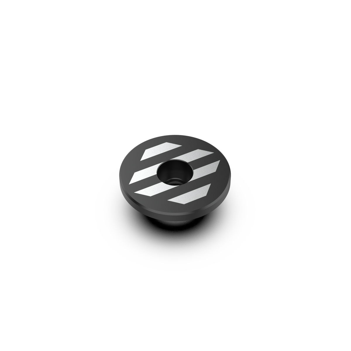 cnc machined aluminium bicycle top cap with a laser engraved logo