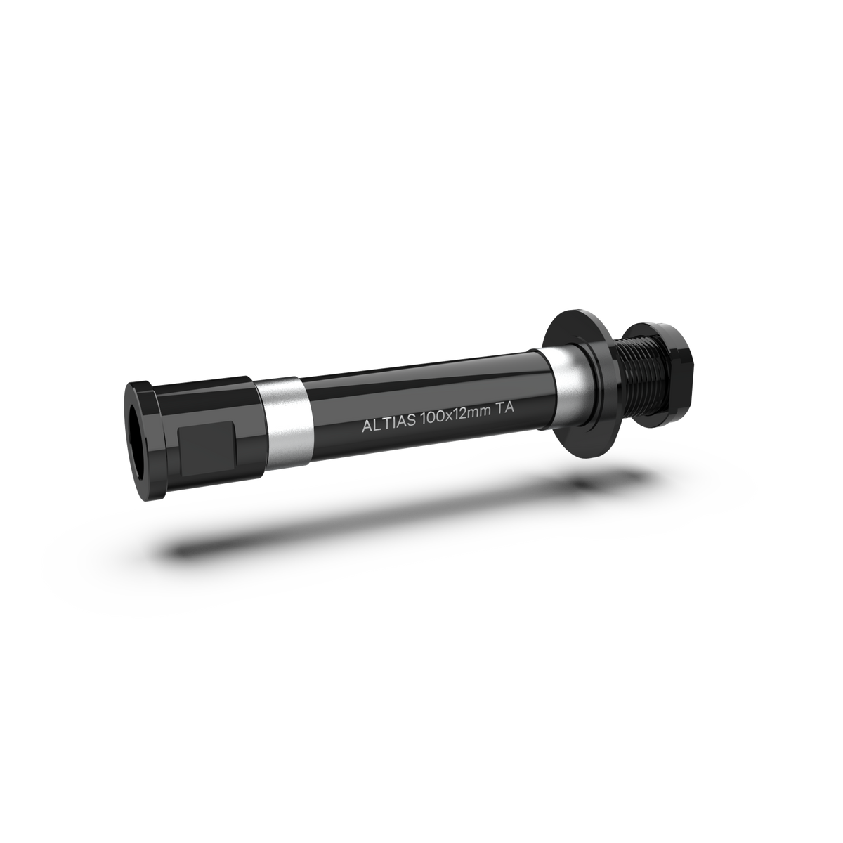 CNC machined axle. Black anodized 