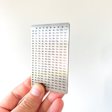 Load image into Gallery viewer, Velobike Stainless Steel gear chart card
